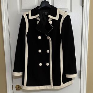 INC Black and White Double-Breasted Women's Coat X-Large